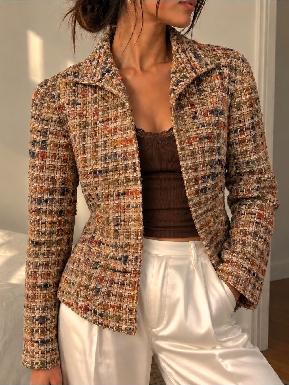 Lafayette 148 New York Multicolor Tweed Wool Blend Jacket 14 XL